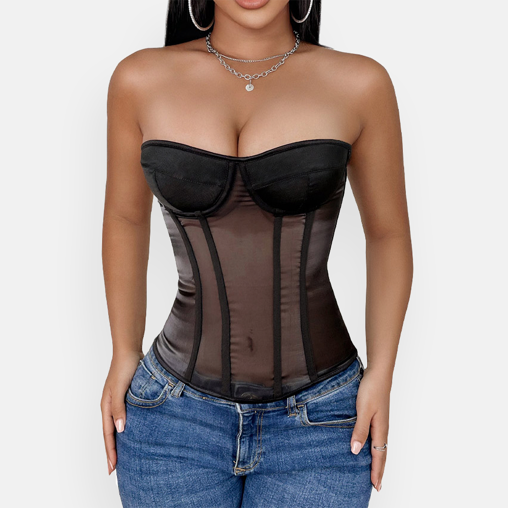 bustier corset noir transparent