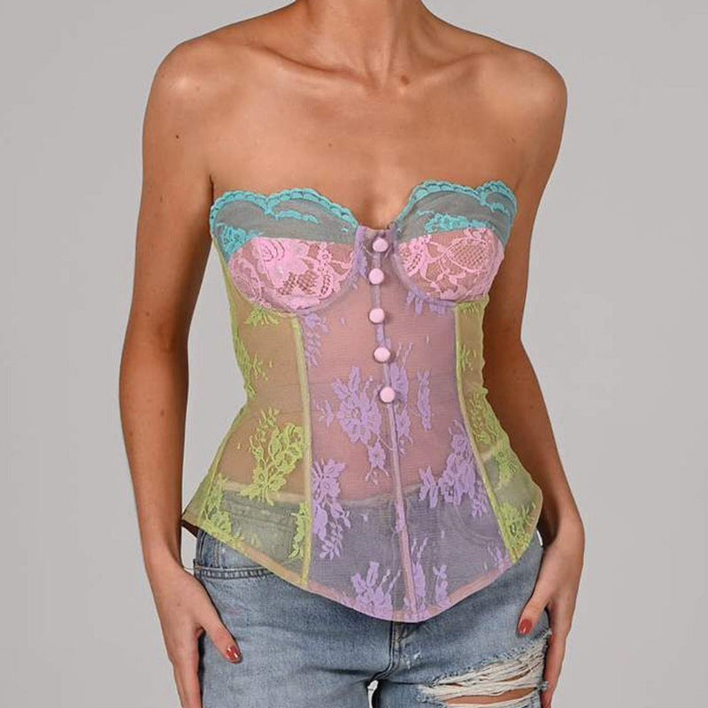 motif floral bustier