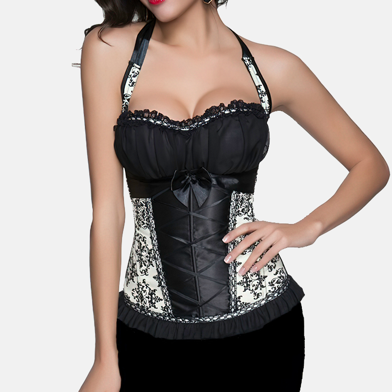 bustier dentelle noir crème
