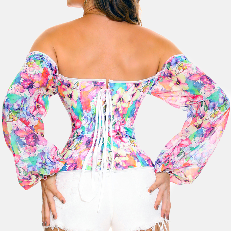corset floral chic à manches longues