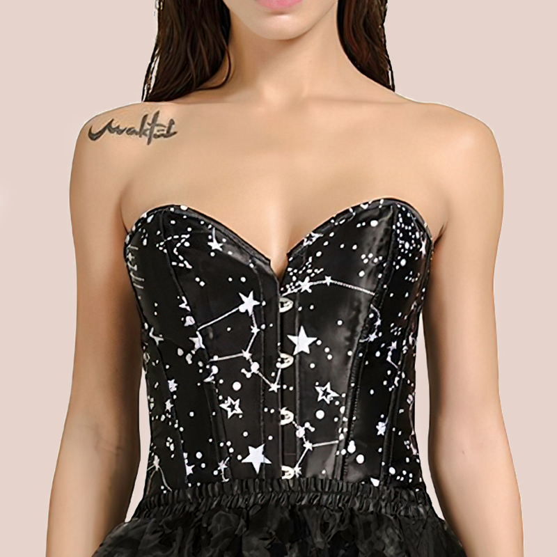 Corset à motif étoilé noir