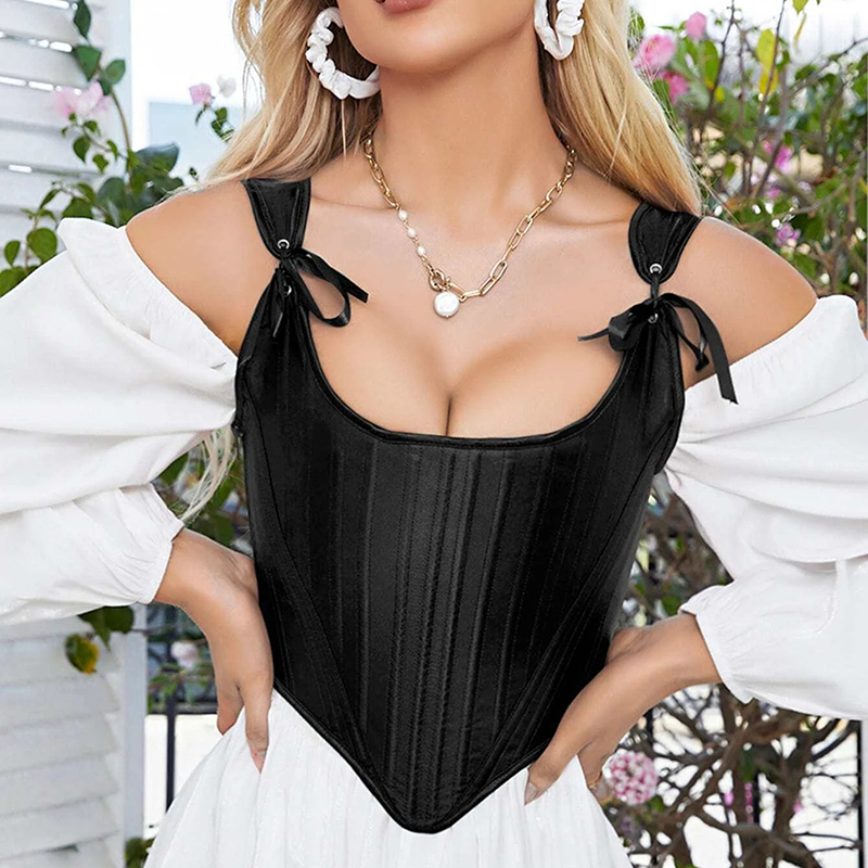 Corset noir en satin