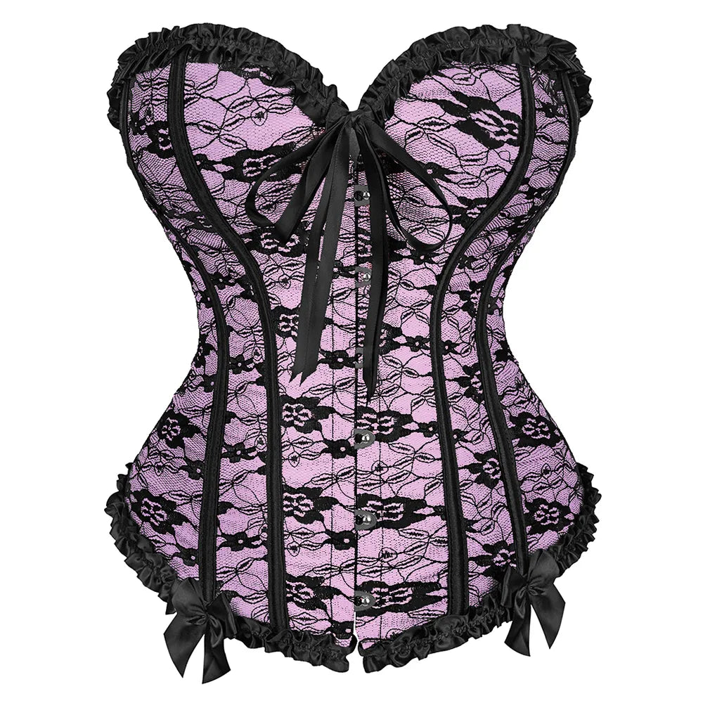 Élégant Corset bustier rose et noir