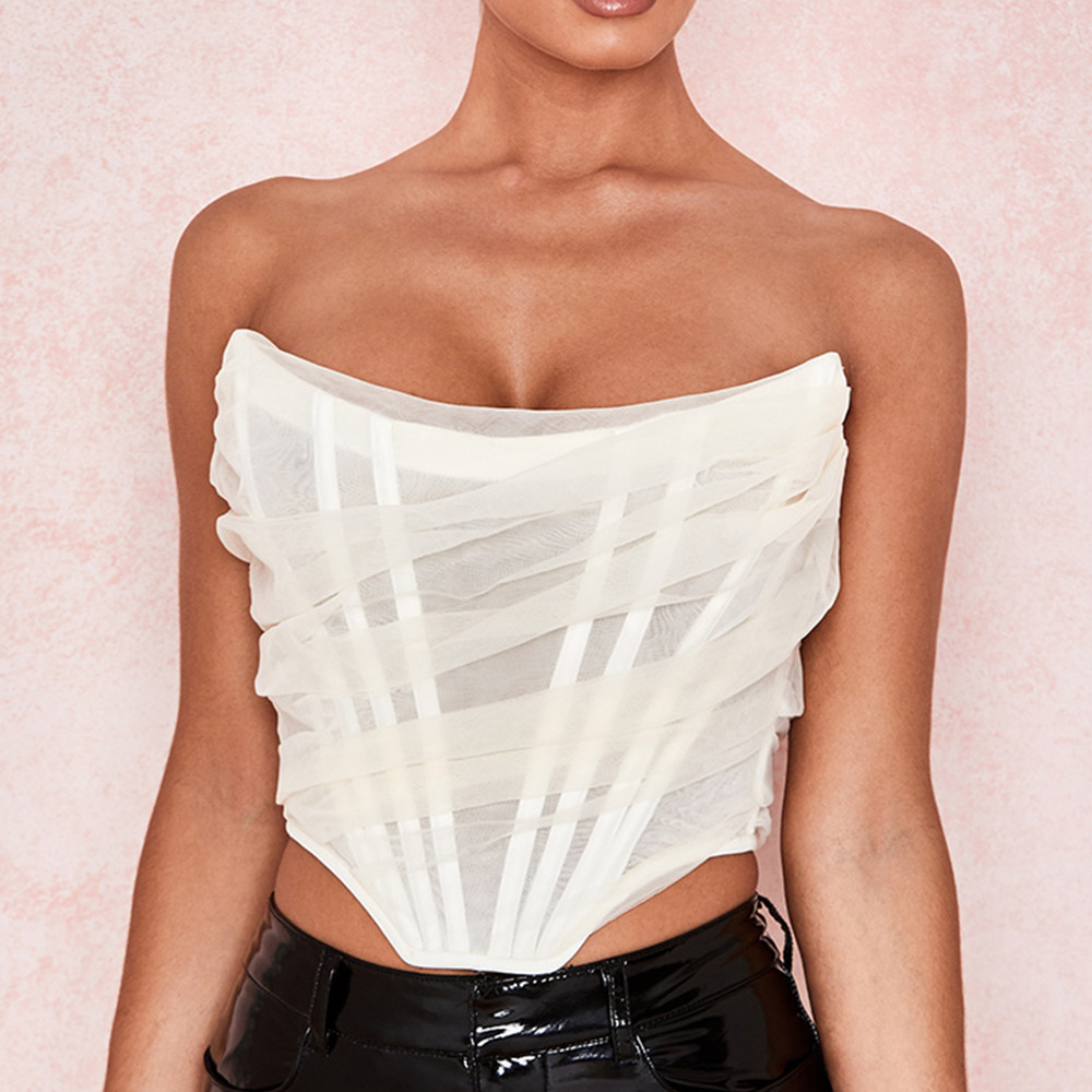 Top bustier blanc en tulle