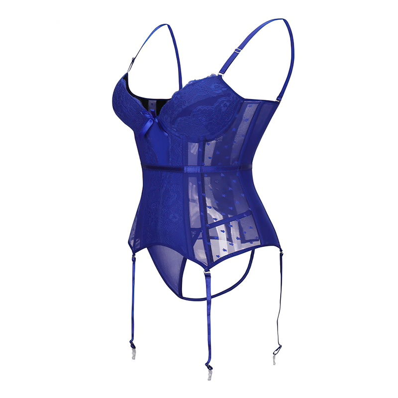détail de guêpière en bleu