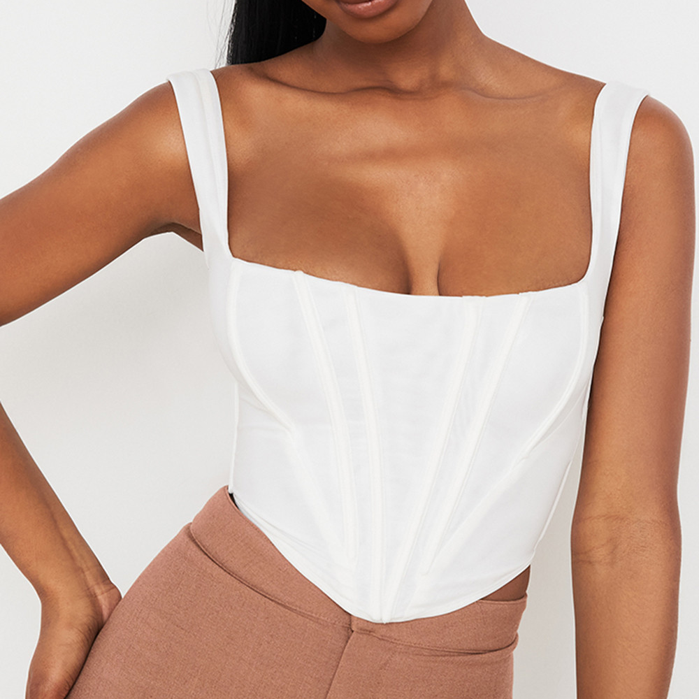 haut corset blanc à bretelles