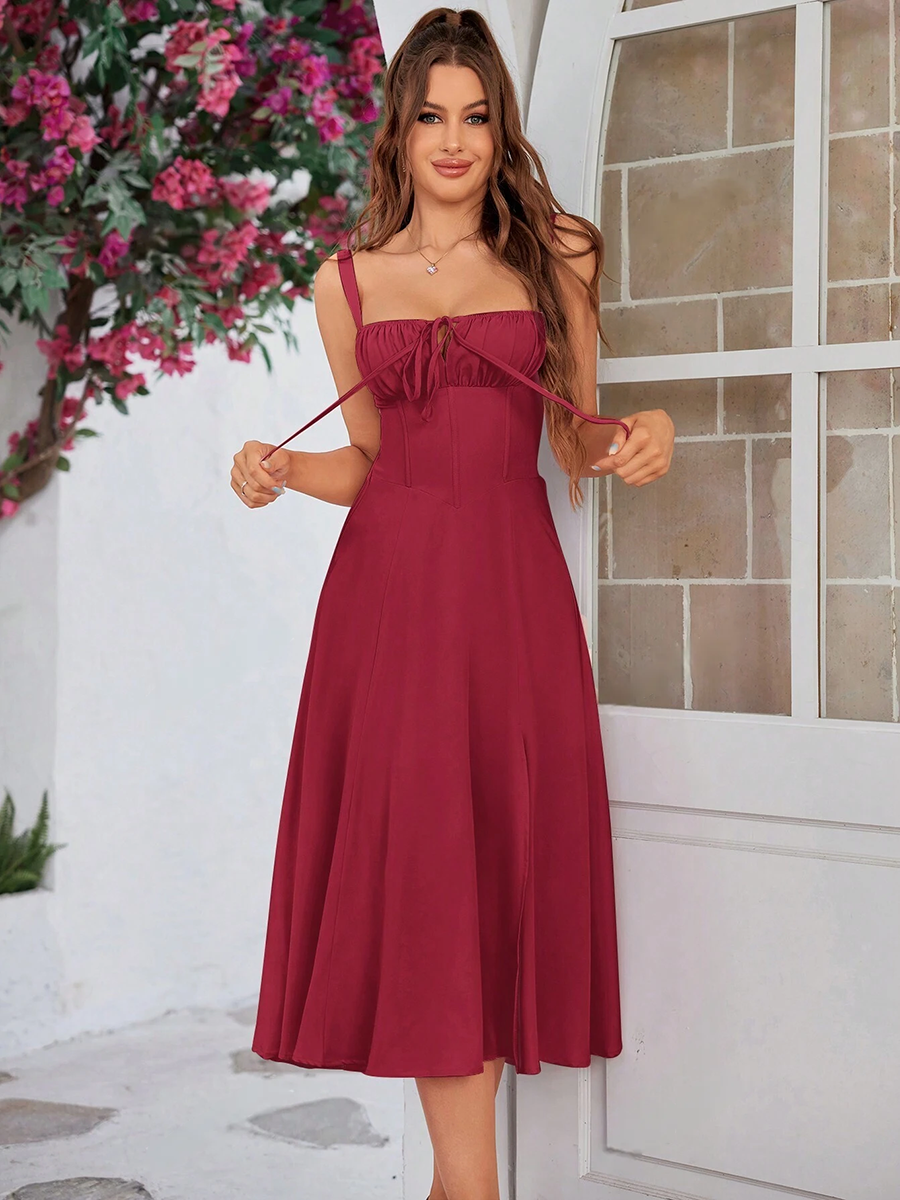 robe bustier lacé rouge