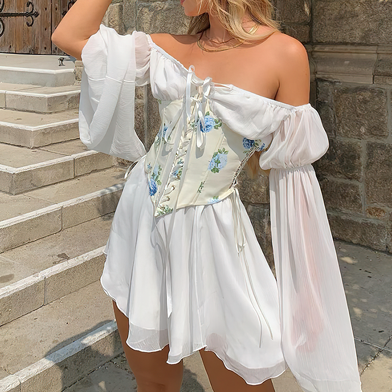 corset lacé floral