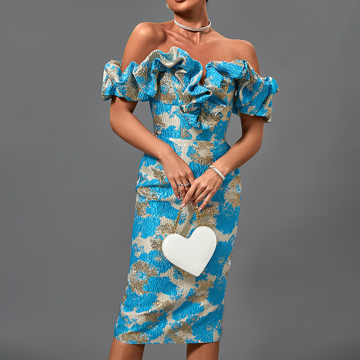 robe bustier cocktail multicolore