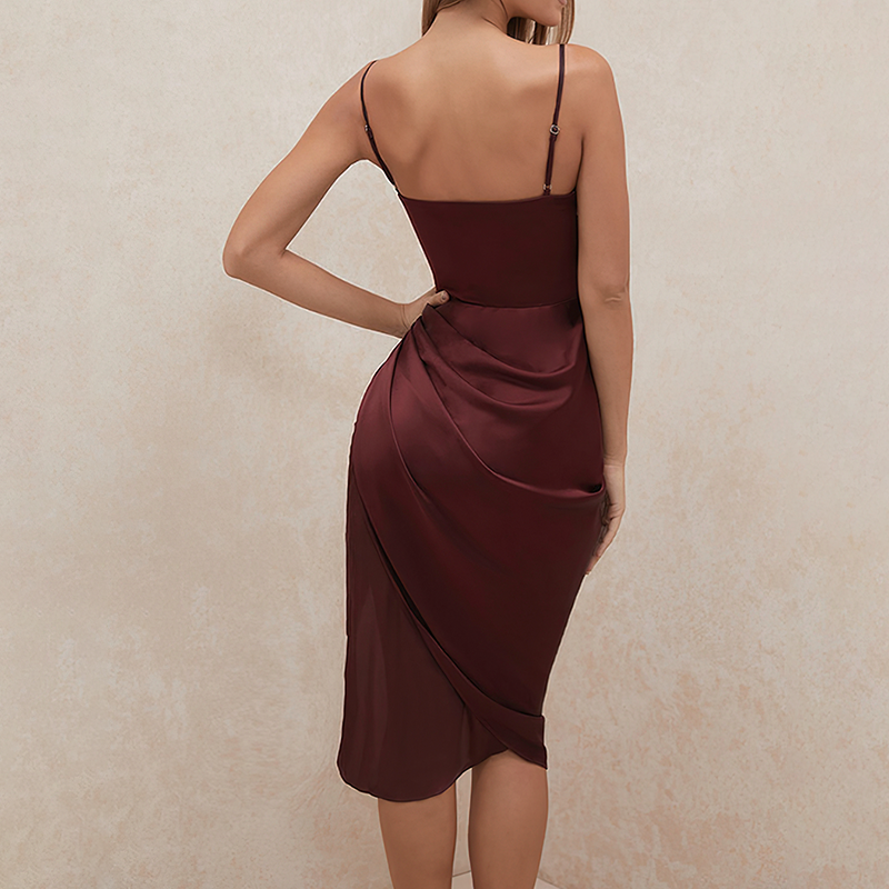 robe corset bordeaux satinée
